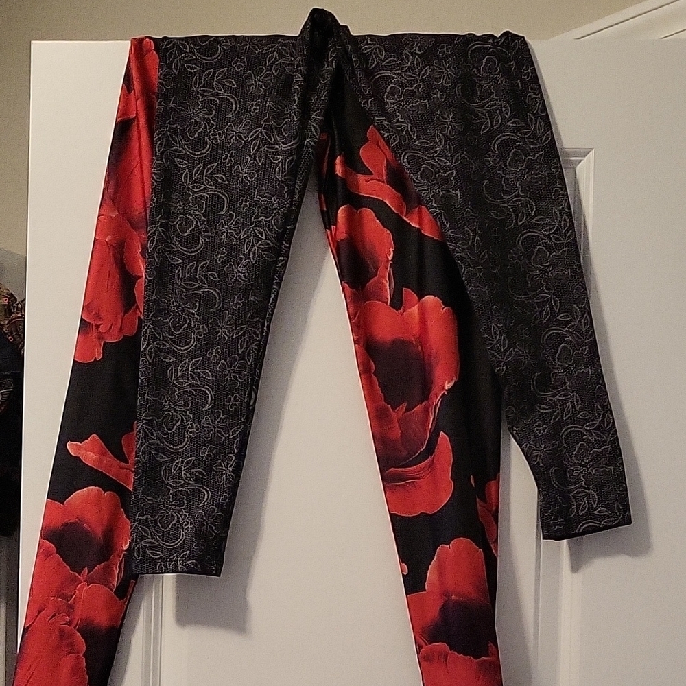 Onzie Red and Black Floral Leggings